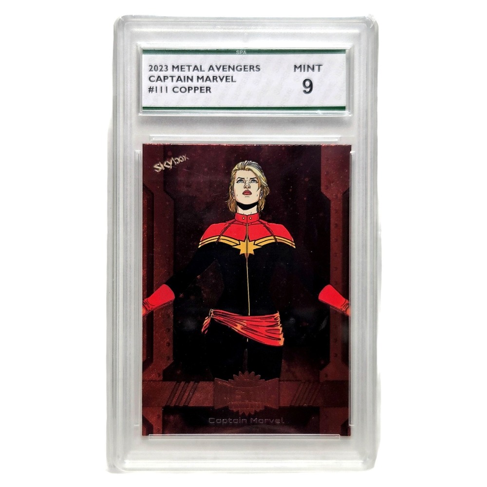 Captain Marvel 2023 SkyBox Metal Avengers Copper 111 SPA 9 Mint Graded Card